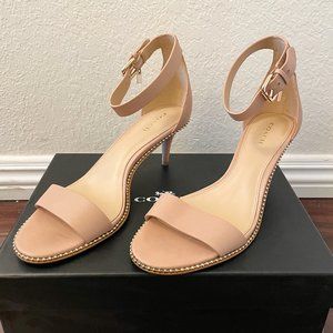 COACH Maude Soft Milled Leather Kitten Heel Dress Sandals